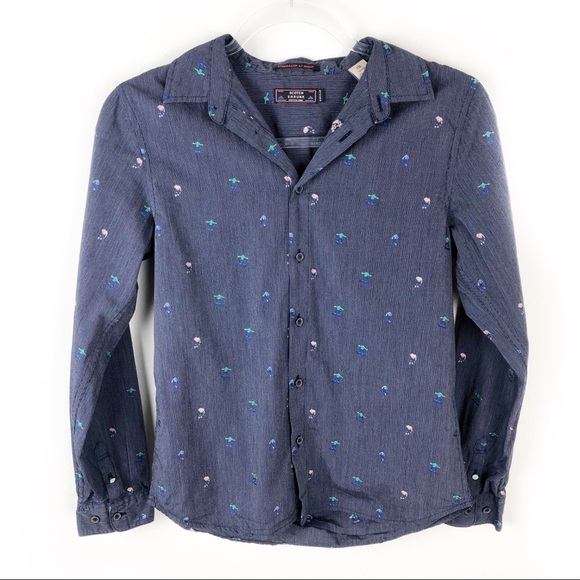 Scotch Shrunk- Scotch & Soda designer- Stargazer at Night button down size: 12 - Picture 1 of 12
